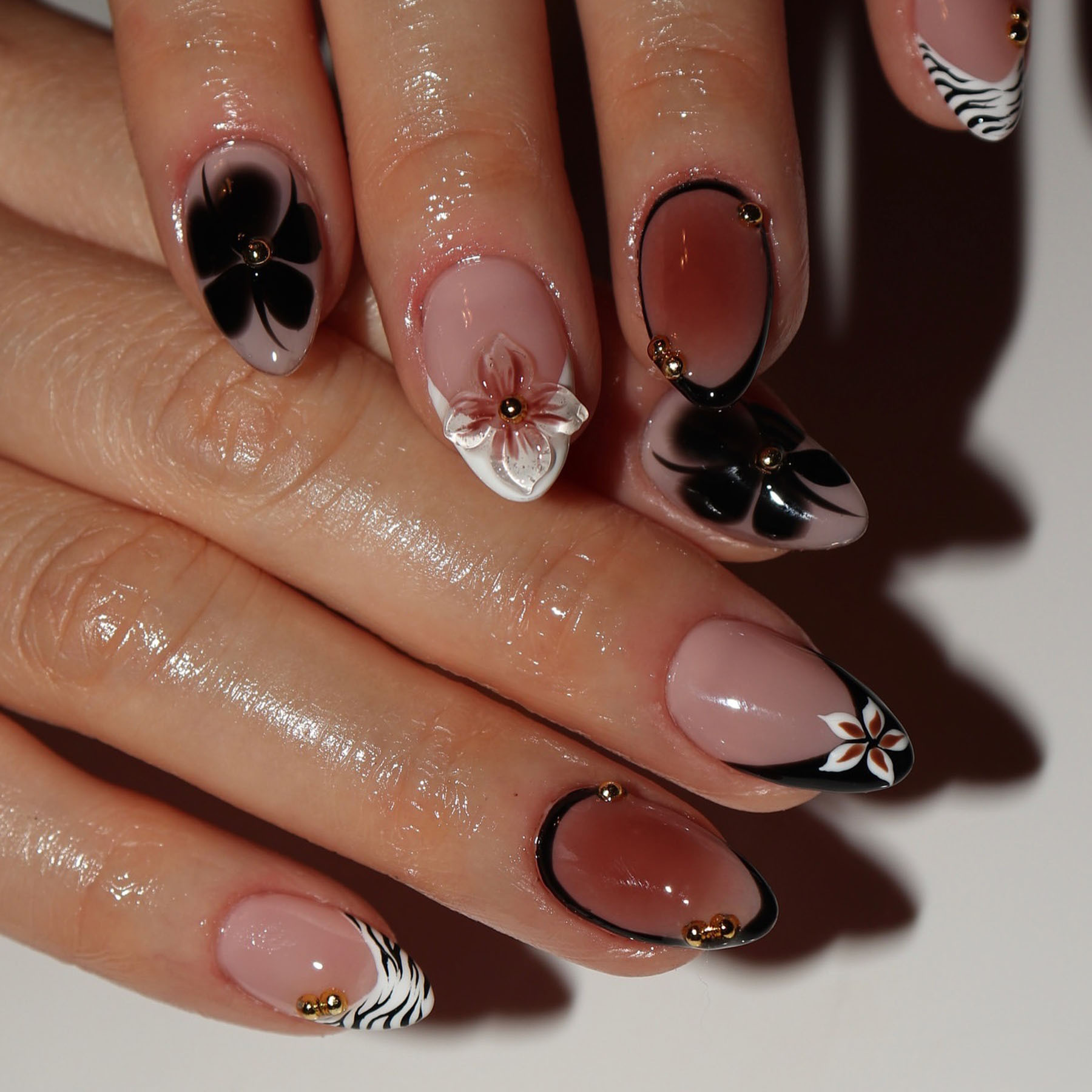 24pcs Flower False Nails Brown - Photography Tips recension och pris
