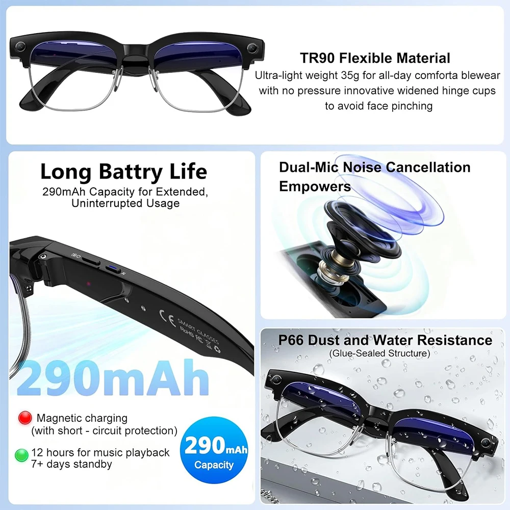 4K Smart AI Glasses 8MP Camera - Photography Videography recension och pris