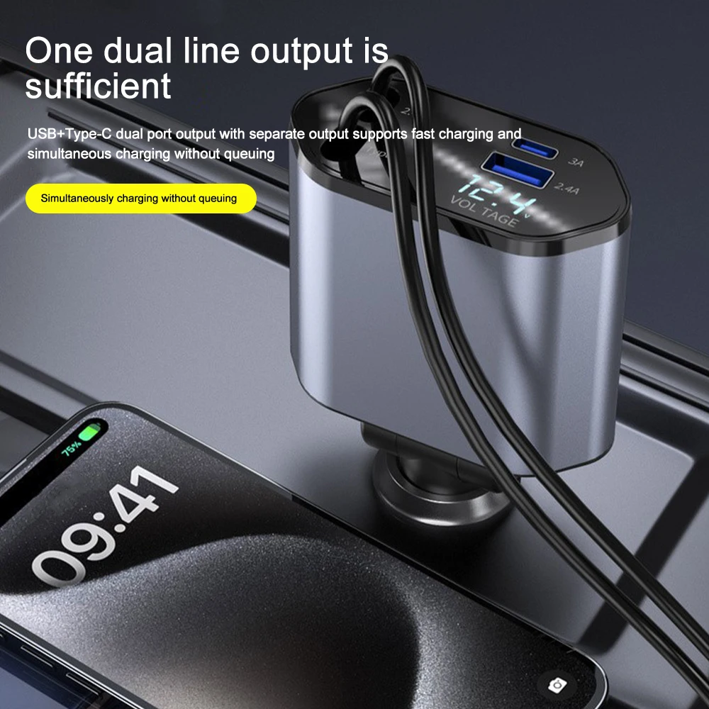 Car Charger Adaptor 120W Fast  - Tethering Cable Usb recension och pris