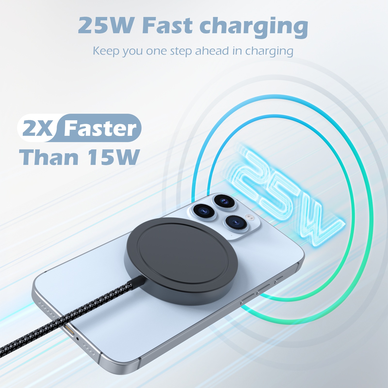 25W Magnetic Wireless Charger  - Tethering Cable Usb recension och pris