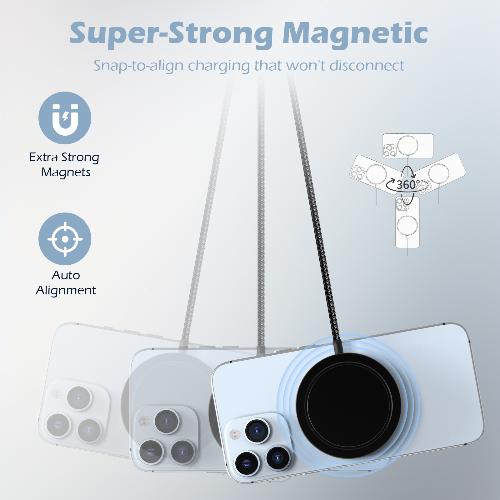 25W Magnetic Wireless Charger  - Tethering Cable Usb recension och pris