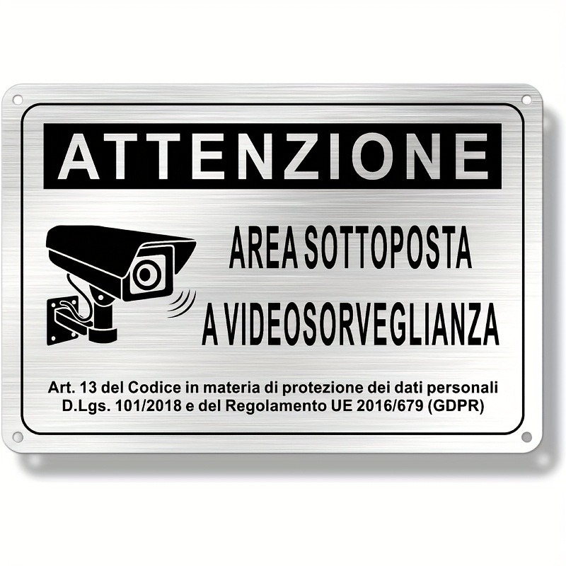 Italian Security Sign 20X30cm  - Photography Videography recension och pris