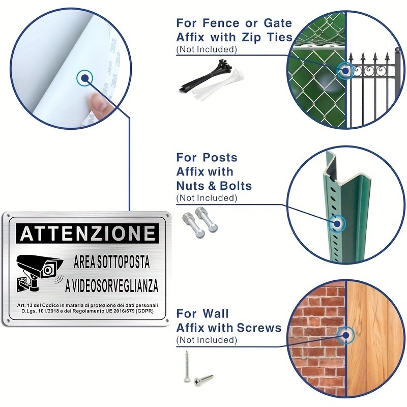 Italian Security Sign 20X30cm  - Photography Videography recension och pris